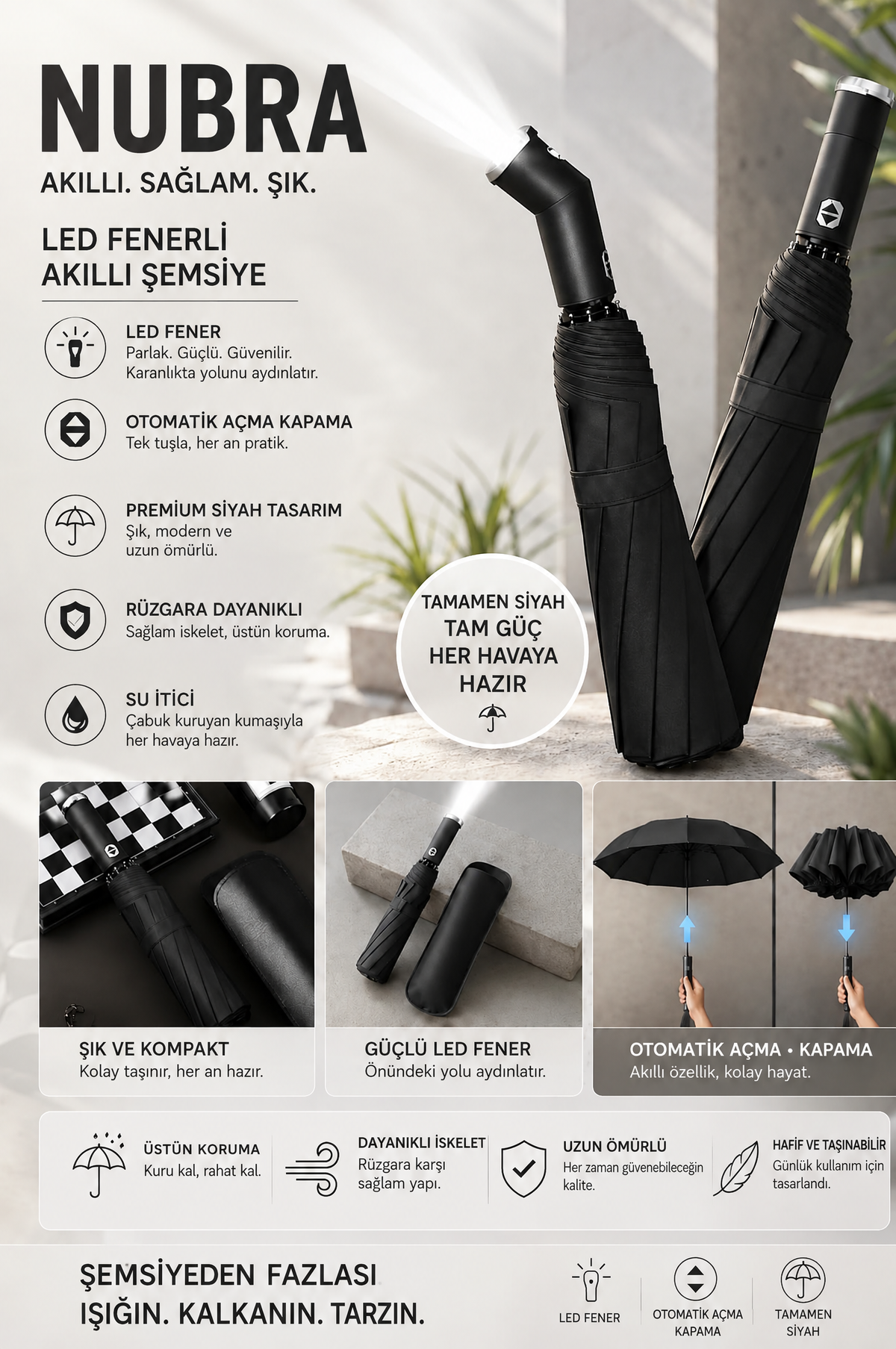 Nubra LED Fenerli Şemsiye